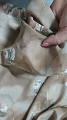 Mătase Indonezia Crist'an Dior Cafeniu cu Flori Roz Pudrat MAT1273