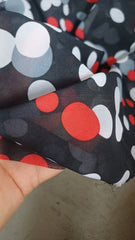 Voal chifon Negru Buline colorate - Rosu, Gri, Alb VOAL1207