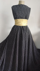 Voal crepe Negru cu Buline Albe VOAL1037