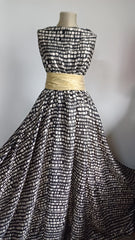 Matase Satinata Negru cu model Pietricele MAT1048