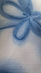 Mătase Satinata cu Flori Stilizate Albastru/Bleo/Alb MAT1223