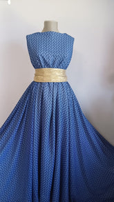 Voal chifon Neo si floricele Albastre VOAL1193