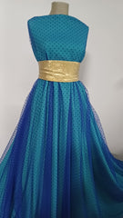 Tull elastic Albastru Regal Stelute de catifea DAN1016