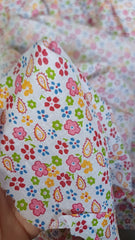 Poplin Bumbac 100% , Alb cu floricele ROSU/ROZ/ALBASTRU BBC1049