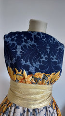 Voal Chifon Bordura Dubla Bleumarin/Bej/Mustar VOAL1143