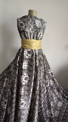 Matase Satinata Royalty Imprimeu Coroana Regala MAT1362