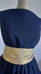 Voal chifon Bleumarin Bobite in relief VOAL1143