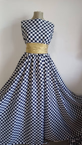 Mătase Elastică Mini Arlequin – Alb/Bleumarin MAT1179