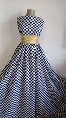 Mătase Elastică Mini Arlequin – Alb/Bleumarin MAT1179
