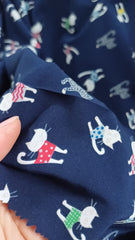 Silky, mătase elastica, Bleumarin Model Pisicuțe MAT1021