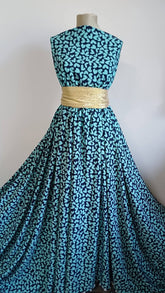 Mătase Elastică Bleumarin cu Inimioare Turcoaz MAT1197