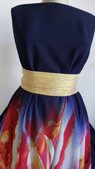 Voal chifon Bleumarin Imprimeu Focul Viu VOAL1064