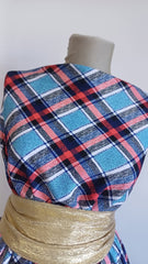 Material Elastic in Carouri Rosu/Albastru ELA1300