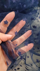 Tull elastic Bleumarin cu Stelute de catifea DAN033