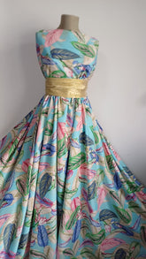 Viscoza Spun Bleo cu Frunze Roz, Albastru, Bej VIS1310