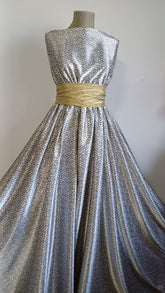 Matase Alb cu Floricele Gri MAT1259