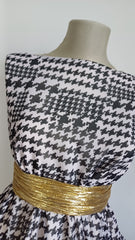 Voal chifon Model PICIOR DE COCOȘ Alb/Negru VOAL1112