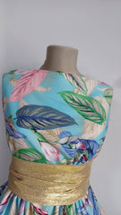 Viscoza Spun Bleo cu Frunze Roz, Albastru, Bej VIS1310