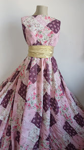 Voal vegetal, Patrate Inflorate Roz/Grena VOAL1162