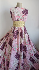 Voal vegetal, Patrate Inflorate Roz/Grena VOAL1162