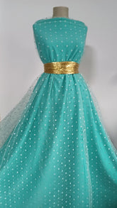 Tull elastic Verde Mint cu Stelute de catifea DAN1068