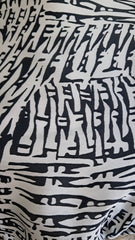 Mătase Satinata cu Imprimeu Abstract Alb-Negru MAT1088