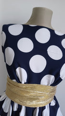 Viscoza Spun Bleumarin cu Buline Albe VIS1306