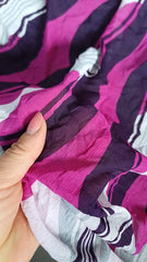 Voal Imitație Mătase Naturală Alb cu Imprimeu Clepsidră Magenta/Negru VOAL1604