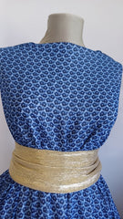 Voal chifon Neo si floricele Albastre VOAL1193