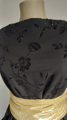 Voal chifon Negru cu Flori Catifea cu Glitter Multicolor VOAL1192