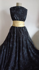 Voal Negru cu model Paisley, si cu glitter negru VOAL1079