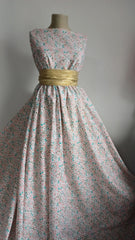 Poplin Bumbac 100% ALB cu floricele ROZ SI FLUTURASI TURCOAZ BBC1034