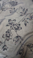 Voal chifon Negru cu Flori Catifea cu Glitter Multicolor VOAL1192