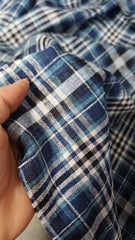 Tesatura din IN Albastru in Carouri , fibră naturală 100% IN1021