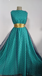 Tull elastic Bleumarin cu Stelute de catifea DAN033