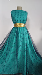 Tull elastic Bleumarin cu Stelute de catifea DAN033