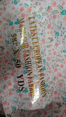 Poplin Bumbac 100% ALB cu floricele ROZ SI FLUTURASI TURCOAZ BBC1034