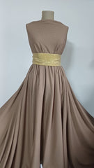 Material Eastic Bej inchis cu model in relief ELA1365