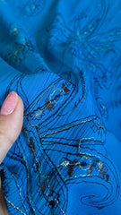 Voal Crinkle cu Broderie Paisley – Albastru Marin VOAL1238