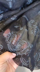 Voal Negru cu model Paisley, si cu glitter negru VOAL1079