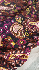 Matase Plina Negru model Paysley Magenta/Galben/Alb MAT1332