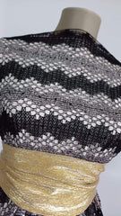 Dantela Dungata Gri/Negru, cu micropaiete DAN1003