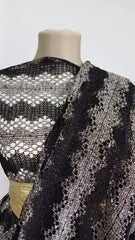 Dantela Dungata Gri/Negru, cu micropaiete DAN1003