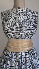 Mătase Satinata cu Imprimeu Abstract Alb-Negru MAT1088