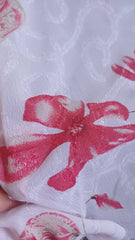 Voal Chifon – Imprimeu Floral Romantic Alb/Roșu VOAL1176