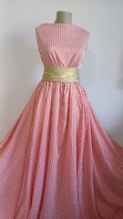 Mătase Naturală din Fibră Vegetala 100%, Rayon cu Dungi Alb Rosu MAT1401