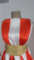 Tafta texturata cu dungi Rosu spre Orange  MAT1330