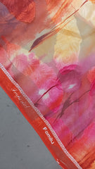 Burn Out Degrade Fucsia/Orange cu Motiv Pene de Păun MAT1409