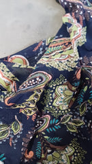 Voal Bleumarin cu model Paisley VOAL1176