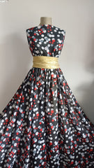 Voal chifon Negru Buline colorate -  Rosu, Gri, Alb VOAL1207